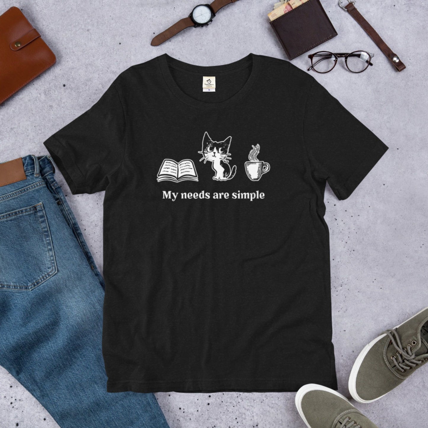 猫tシャツ ねこ 猫イラスト Book Cat Coffee｜アダルト&キッズサイズ