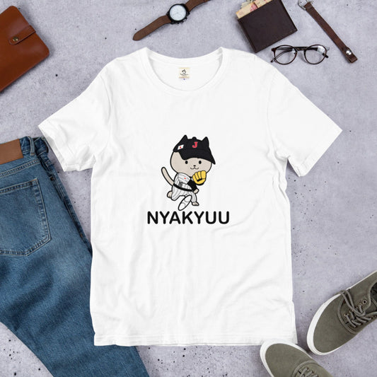 猫tシャツ ねこ 猫イラスト野球 最高です！｜アダルト&キッズサイズ