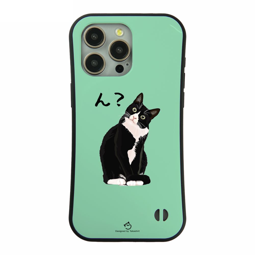 ケース ねこ 猫イラスト ハチワレ猫 ん？  スマホ ケース iPhone8, SE2, SE3 ~ ケース iPhone16セリア