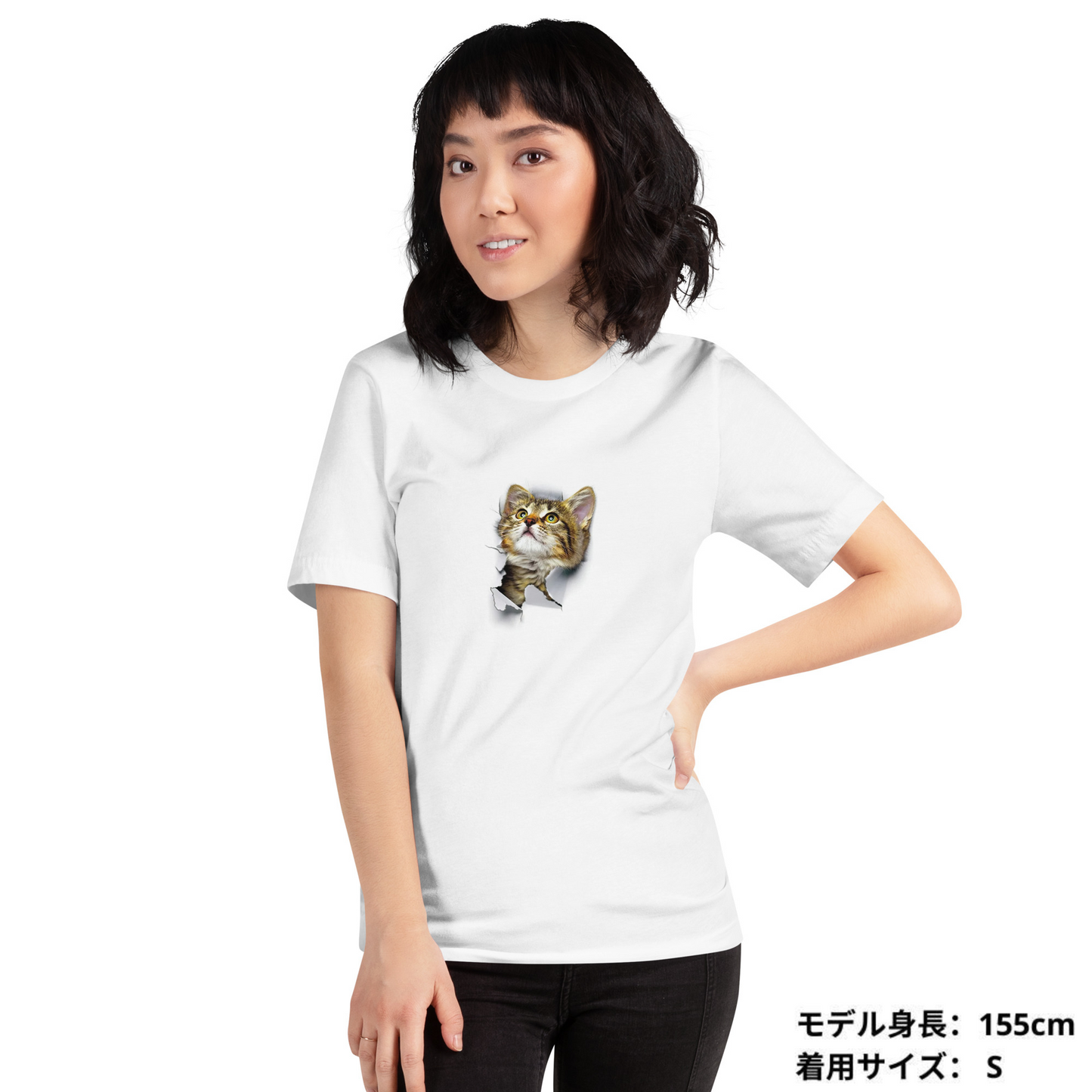 猫tシャツ ねこ 猫イラスト3D CAT 9  可愛い｜アダルト&キッズサイズ