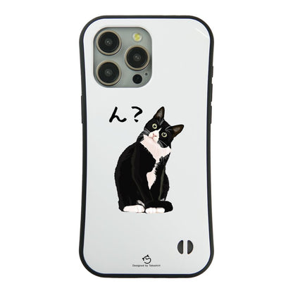 ケース ねこ 猫イラスト ハチワレ猫 ん？  スマホ ケース iPhone8, SE2, SE3 ~ ケース iPhone16セリア