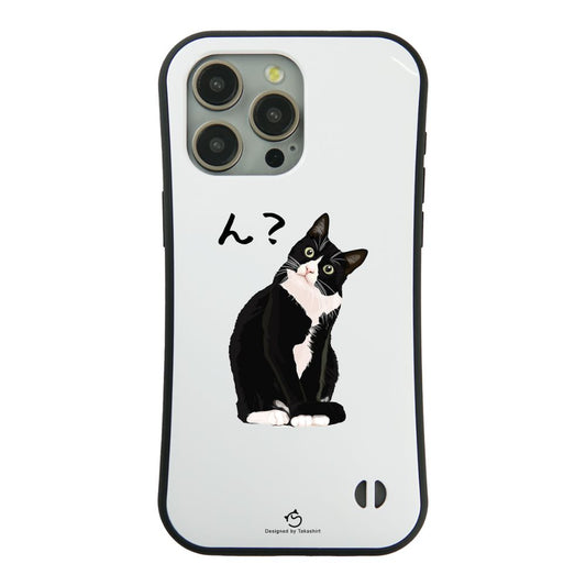 ケース ねこ 猫イラスト ハチワレ猫 ん？  スマホ ケース iPhone8, SE2, SE3 ~ ケース iPhone15セリア