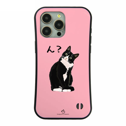 ケース ねこ 猫イラスト ハチワレ猫 ん？  スマホ ケース iPhone8, SE2, SE3 ~ ケース iPhone16セリア