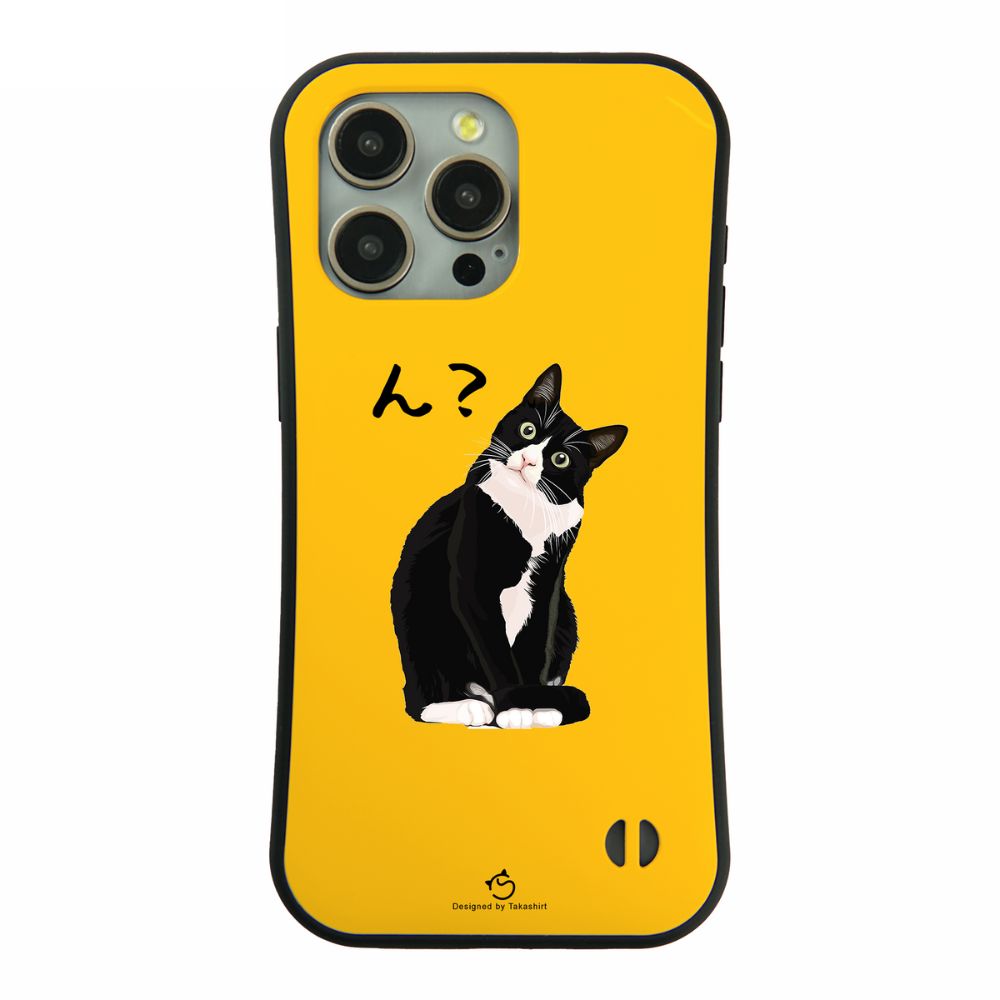 ケース ねこ 猫イラスト ハチワレ猫 ん？  スマホ ケース iPhone8, SE2, SE3 ~ ケース iPhone16セリア