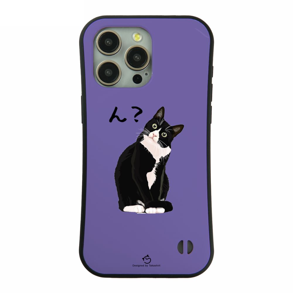 ケース ねこ 猫イラスト ハチワレ猫 ん？  スマホ ケース iPhone8, SE2, SE3 ~ ケース iPhone16セリア