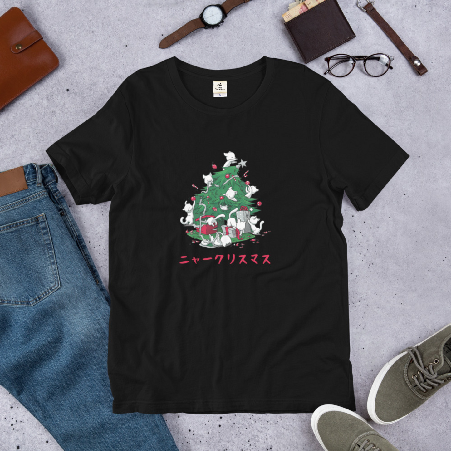 【クリスマス限定商品】猫tシャツ ねこ 猫イラスト 猫クリスマス