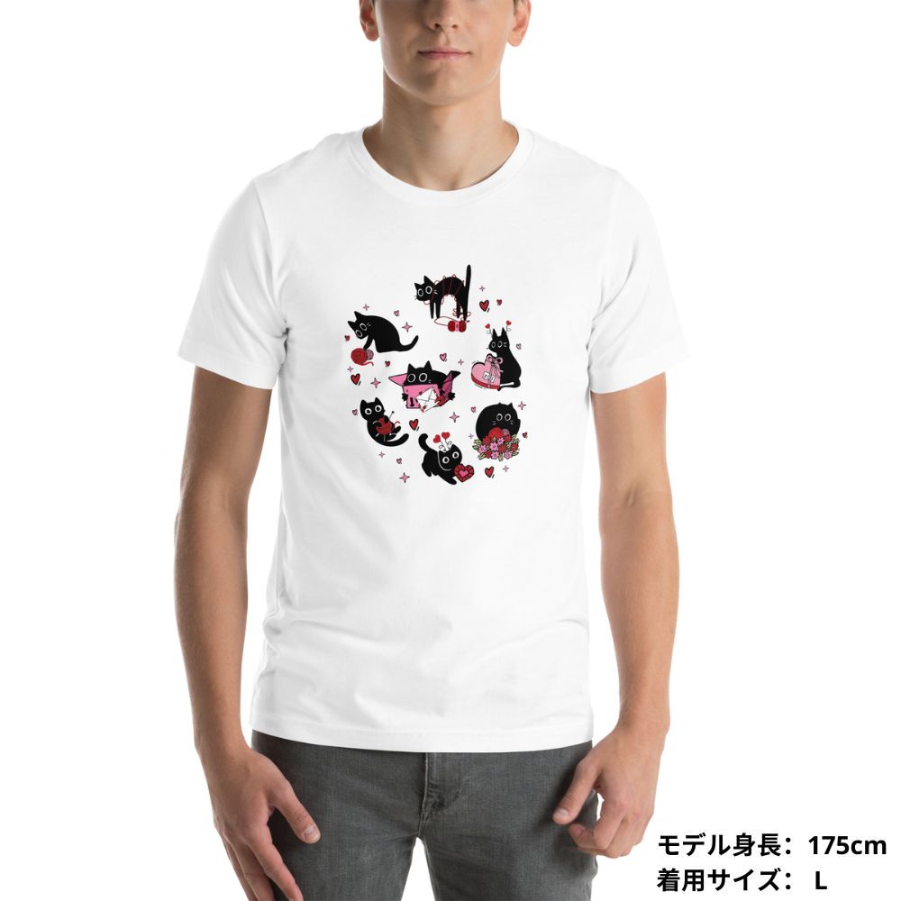 【バレンタイン限定】猫tシャツ ねこ 可愛い猫イラスト｜アダルト&キッズサイズ