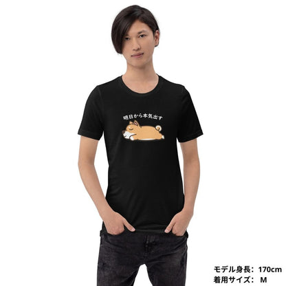 犬 tシャツ 犬イラスト 柴犬 明日から本気出す ｜アダルト&キッズサイズ