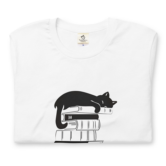 猫tシャツ ねこ 猫イラスト Cat & Book ｜アダルト&キッズサイズ