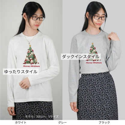 【クリスマス限定商品】猫 ロン t 猫 長袖 t シャツ ねこ 猫イラスト 猫クリスマス