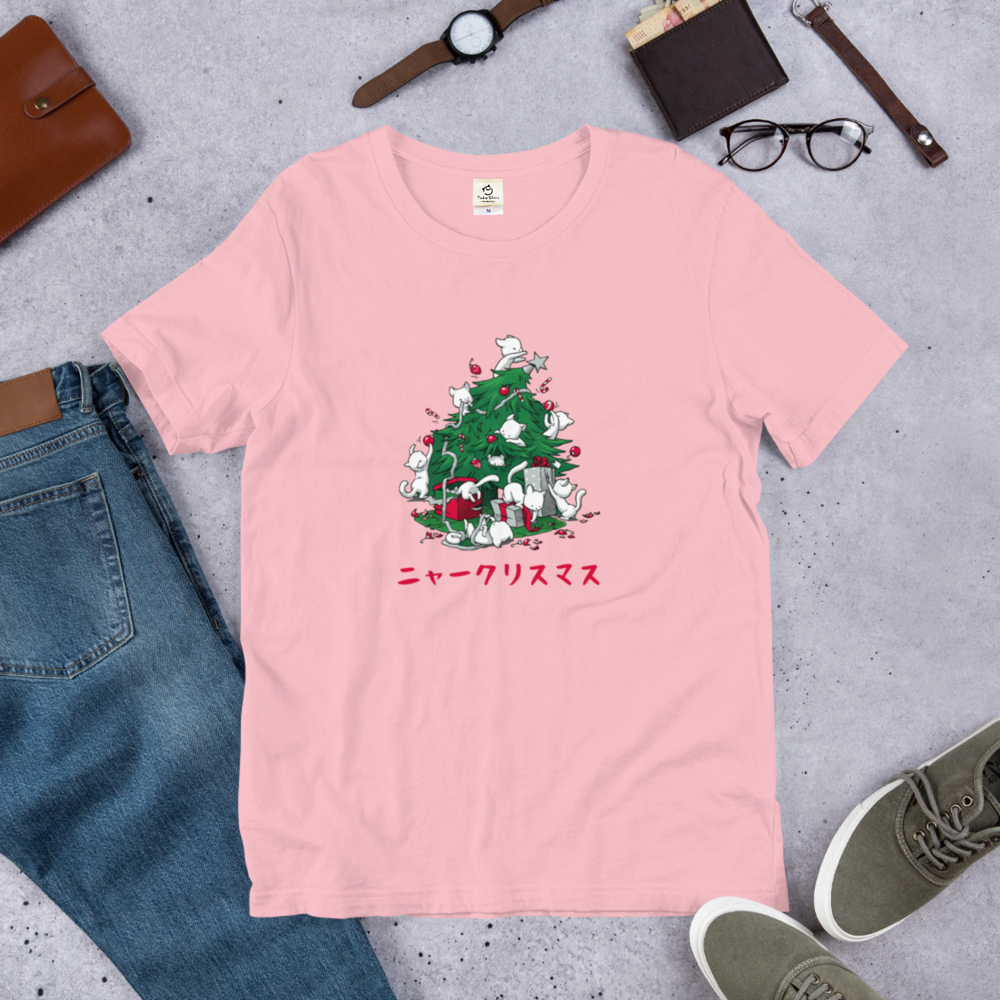 【クリスマス限定商品】猫tシャツ ねこ 猫イラスト 猫クリスマス