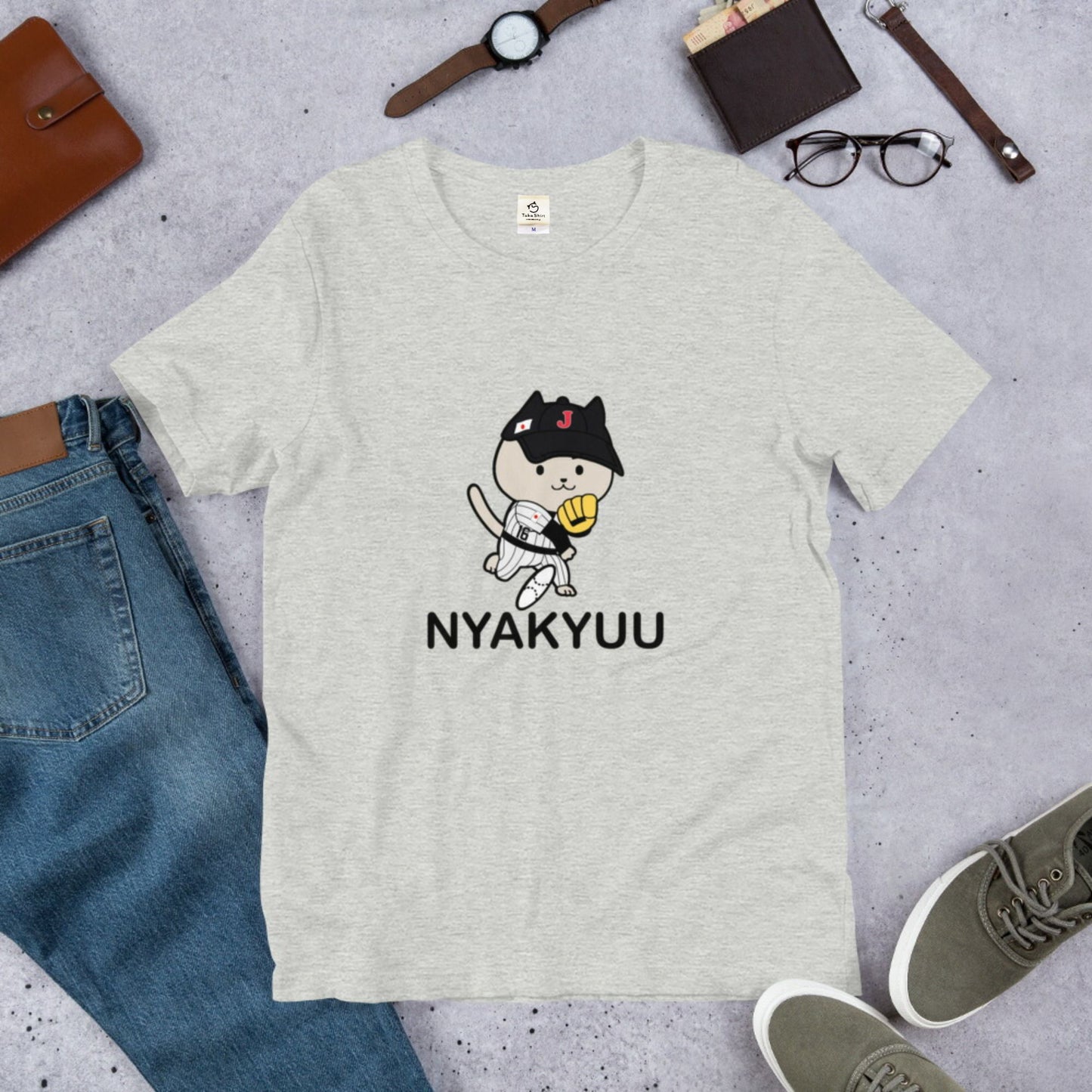 猫tシャツ ねこ 猫イラスト野球 最高です！｜アダルト&キッズサイズ