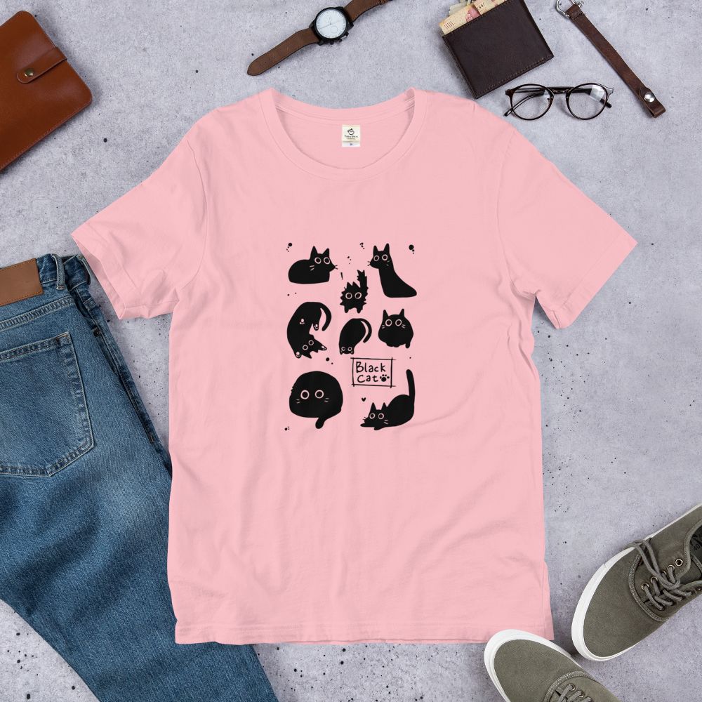 猫tシャツ ねこ 猫イラスト Black Cat 黒猫｜アダルト&キッズサイズ