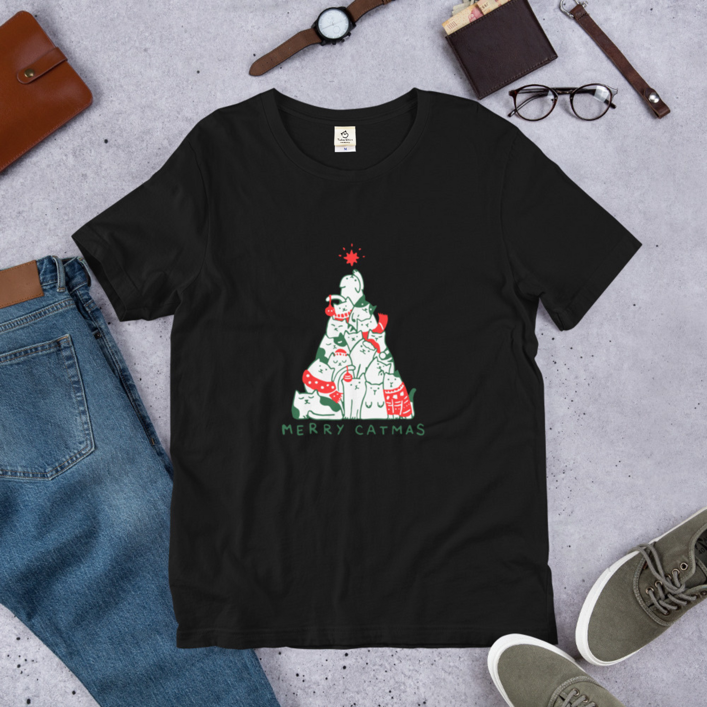 【クリスマス限定商品】猫tシャツ ねこ 猫イラスト 猫クリスマス