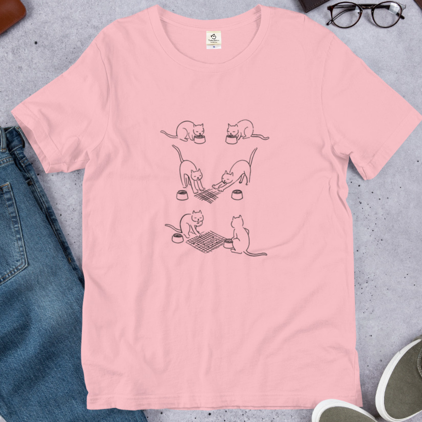 猫tシャツ ねこ 猫イラスト おもしろ tシャツ かわいい 猫ピンズ　囲碁｜アダルト&キッズサイズ