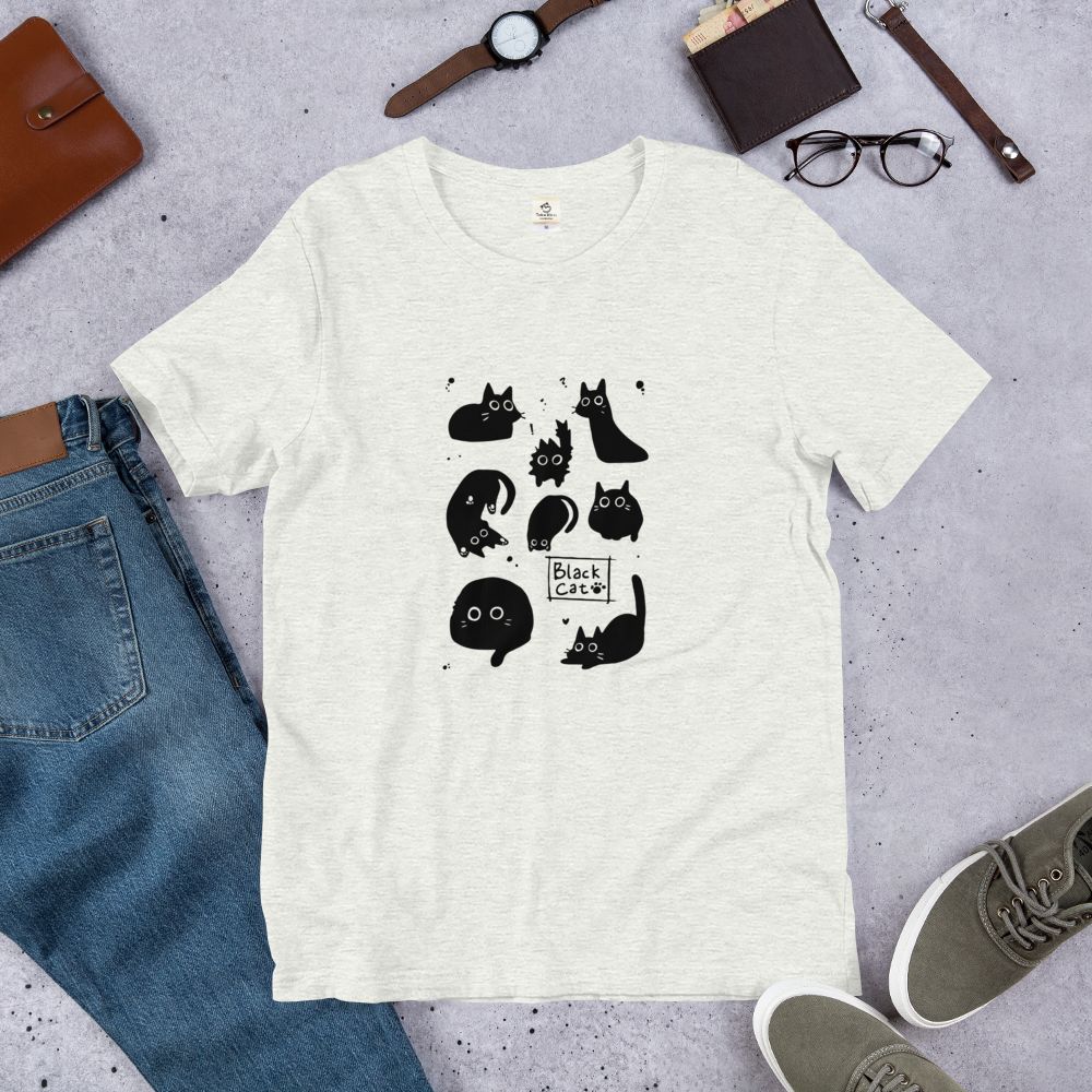 猫tシャツ ねこ 猫イラスト Black Cat 黒猫｜アダルト&キッズサイズ