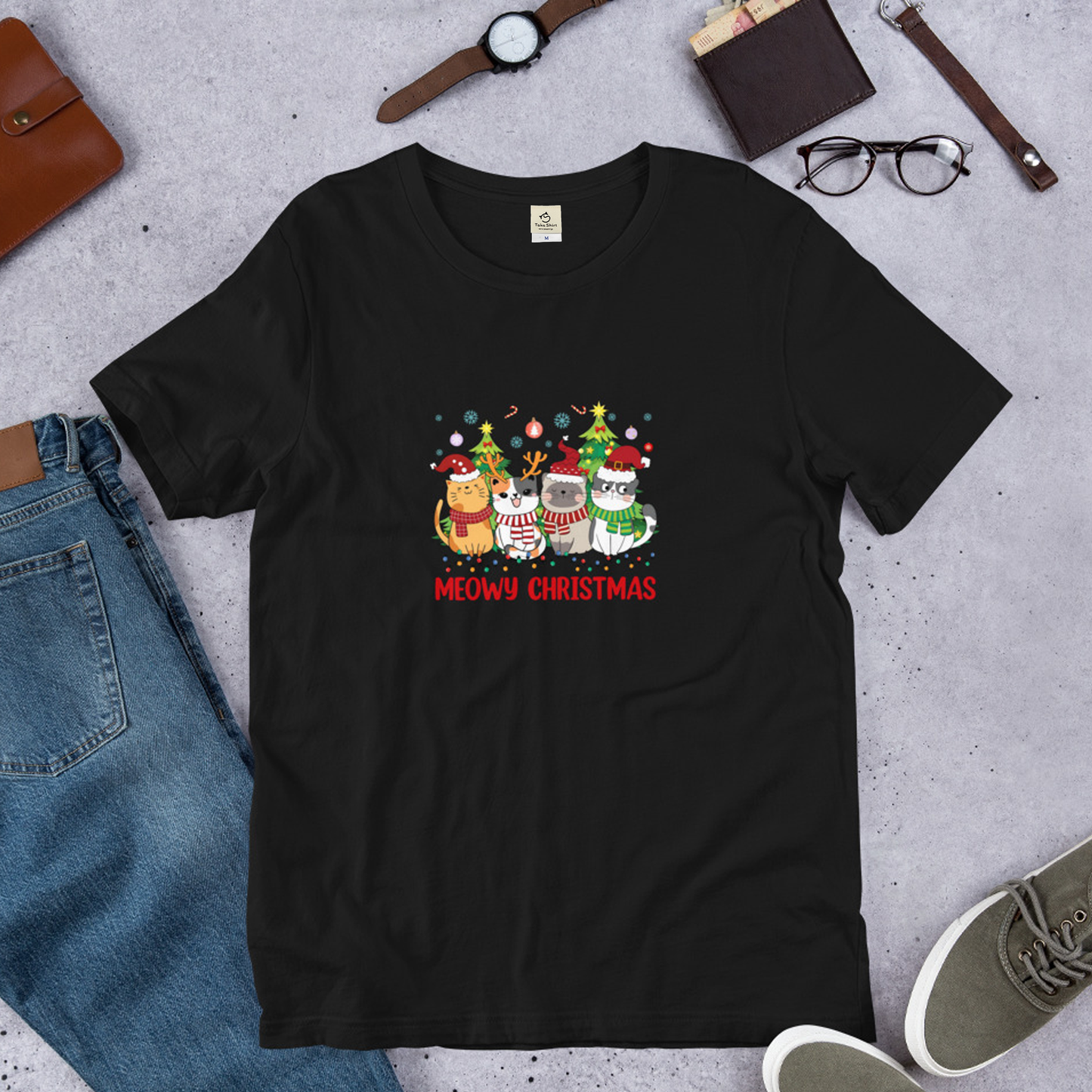 【クリスマス限定商品】猫tシャツ ねこ 猫イラスト 猫クリスマス