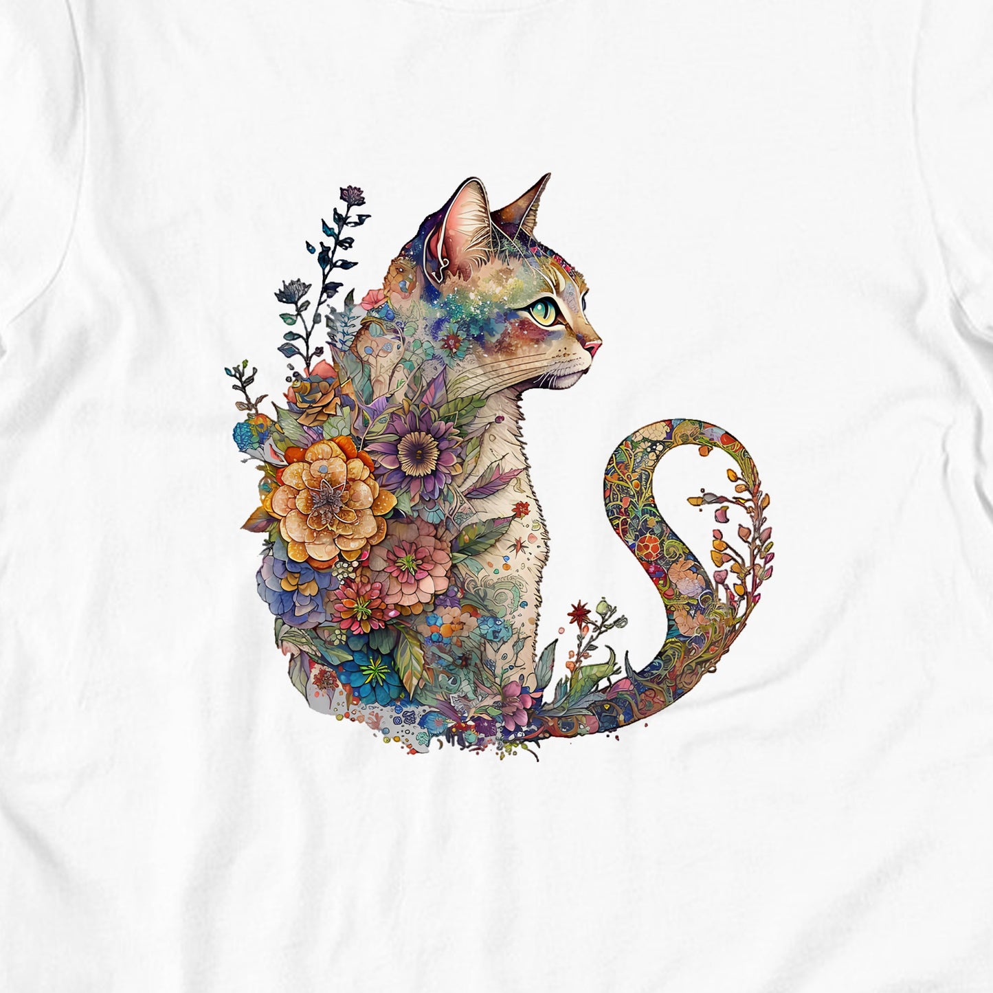 猫tシャツ ねこ 猫イラスト おもしろ tシャツ かわいい 花猫 Flower Cat｜アダルト&キッズサイズ